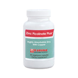 Karuna Zinc Picolinato Plus, botella frontal, apoyo al sistema inmune diario.
