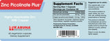 Karuna Zinc Picolinato Plus, etiqueta clara, mayor biodisponibilidad para absorción eficiente.
