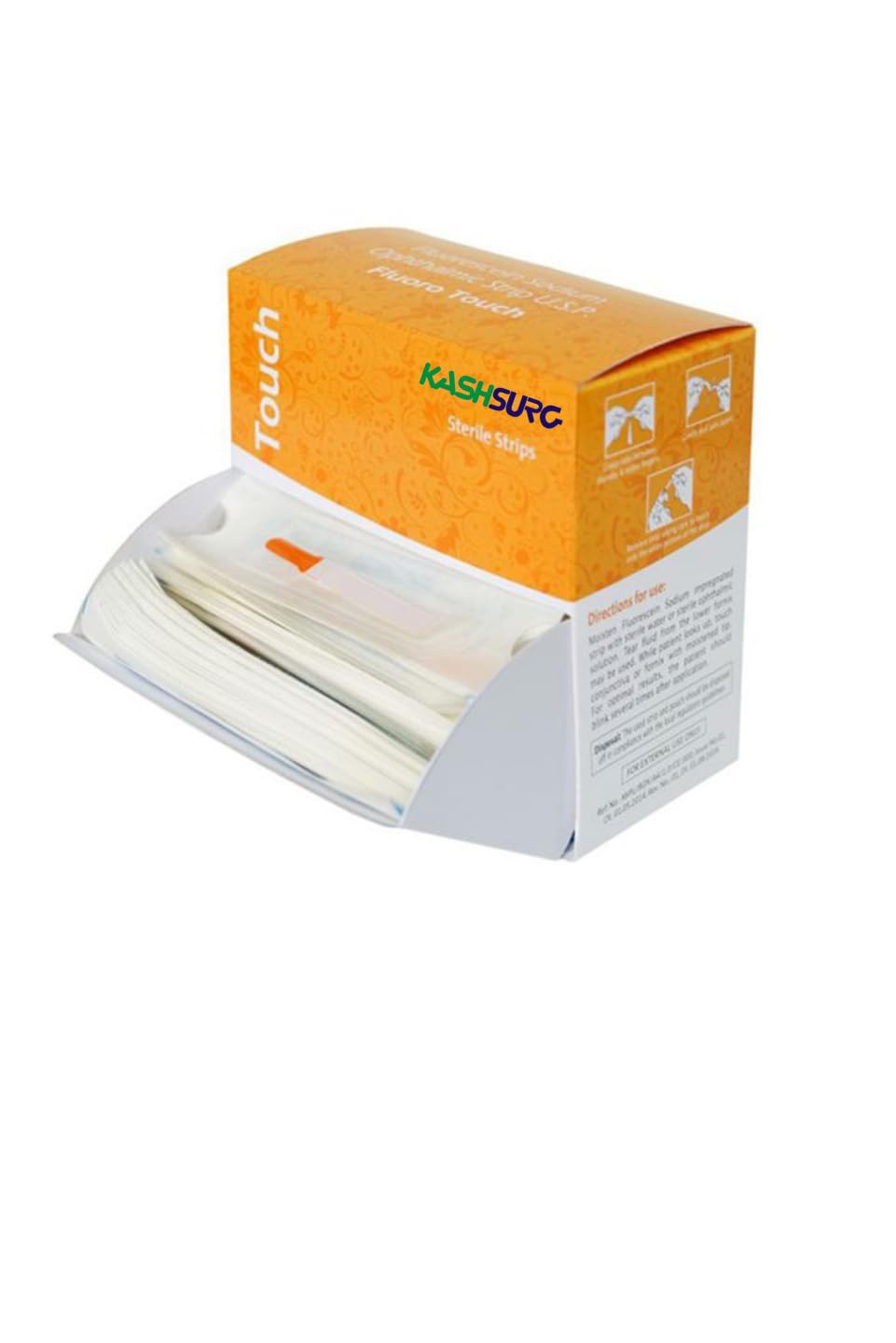 KASHSURG Fluoro Touch Strips: empaque peel-open para manejo seguro en consulta.
