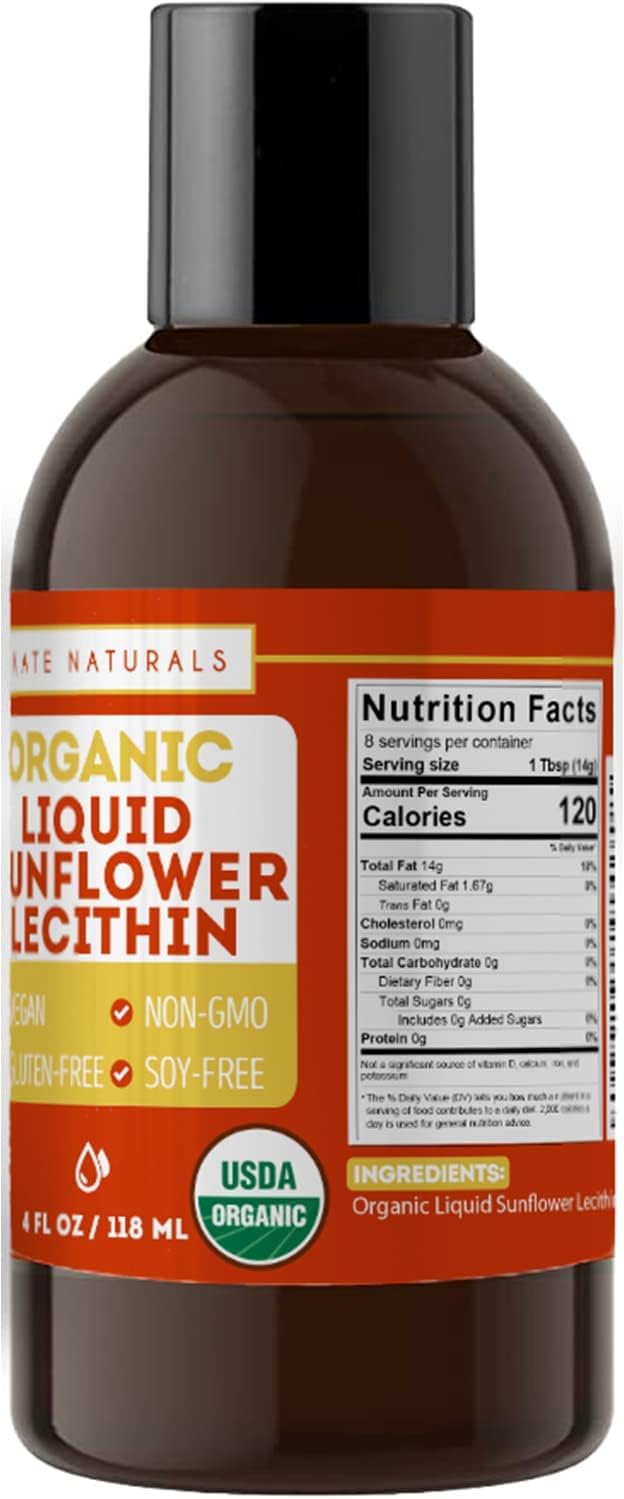 Kate Naturals Lecitina de Girasol Líquida, vertido para texturas suaves en batidos
