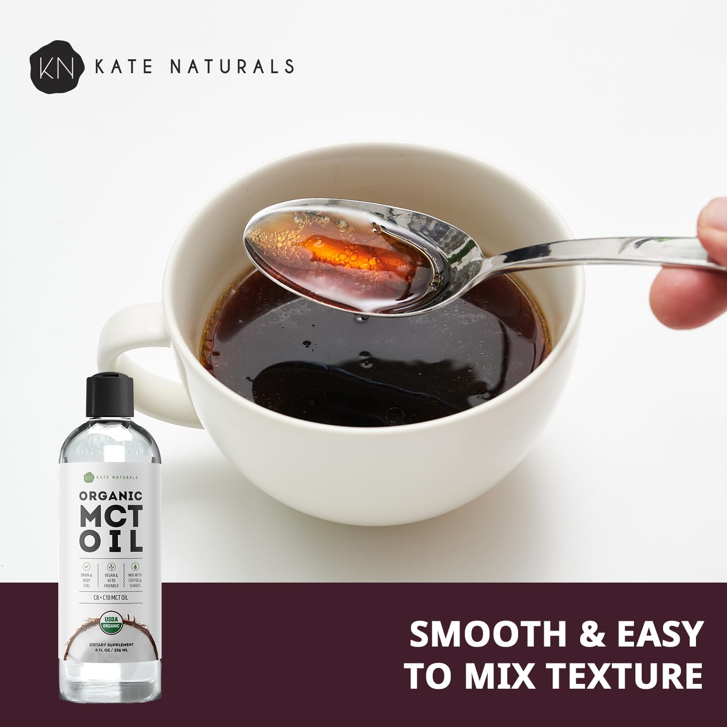 Kate Naturals MCT Oil sin olor ni sabor para recetas sin alterar el gusto
