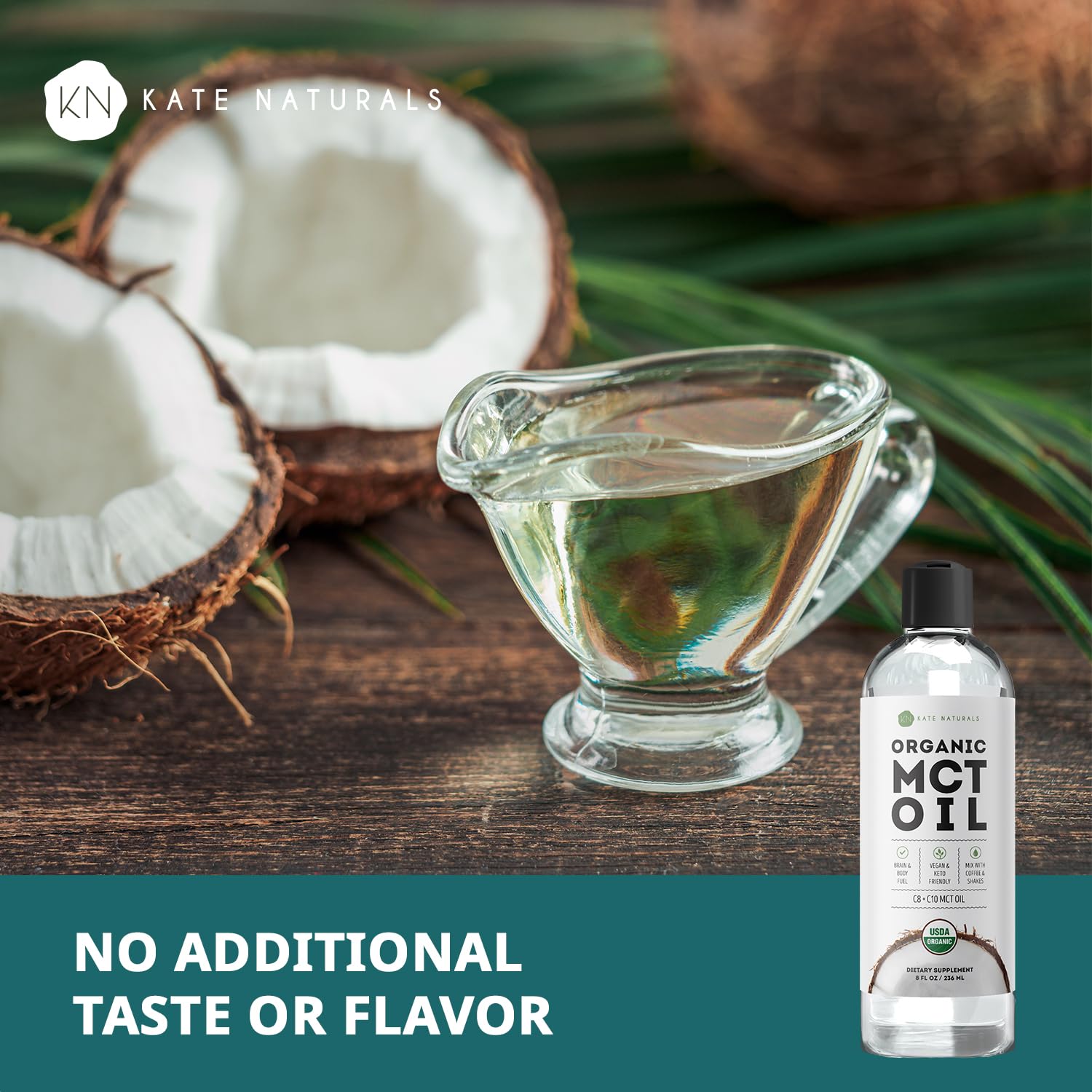 Kate Naturals MCT Oil para uso diario en bebidas y comidas