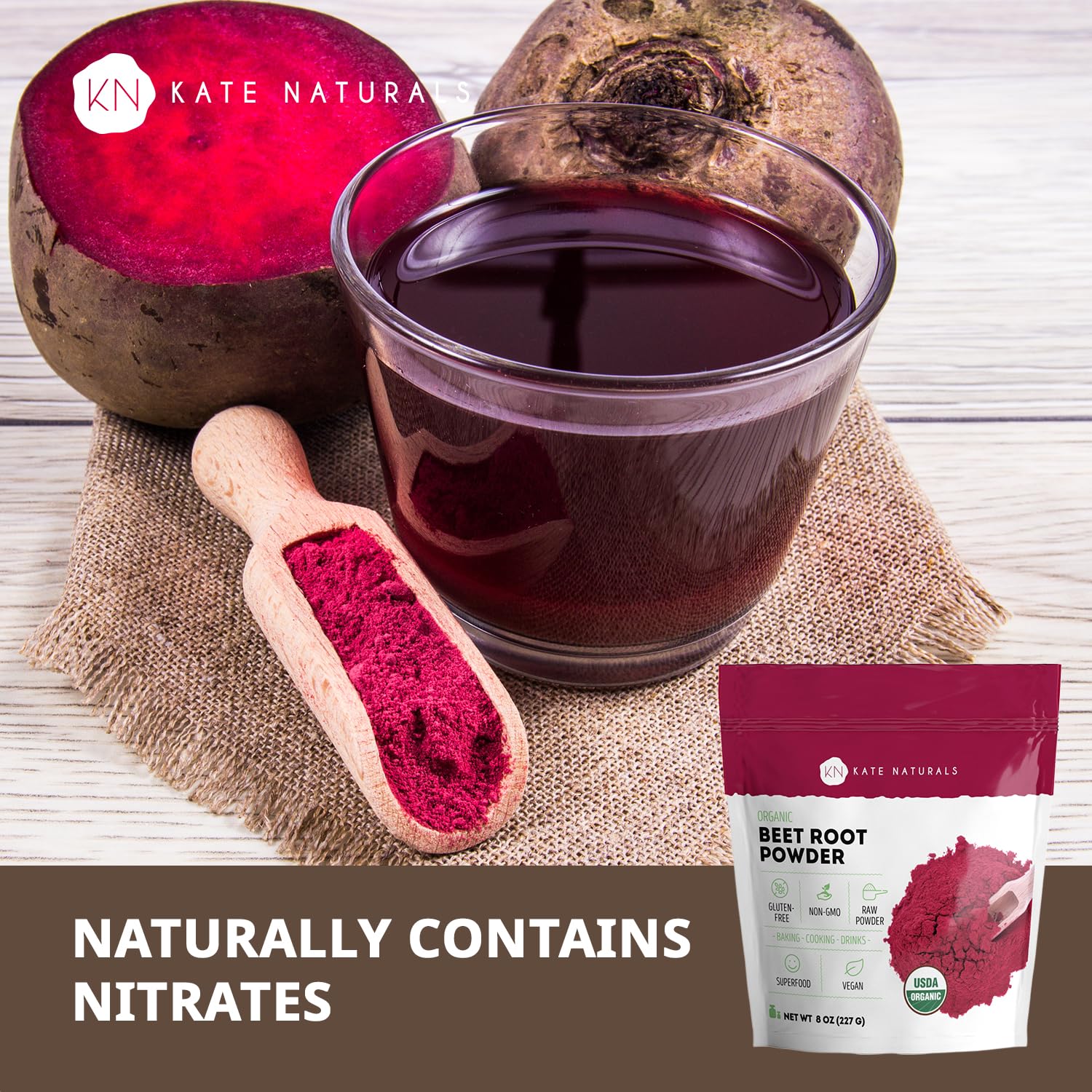 Kate Naturals Polvo-remolacha-energia: nitratos naturales para un impulso suave.