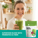 Ingredientes organicos de Kate Naturals Super Greens listos para mezclar.