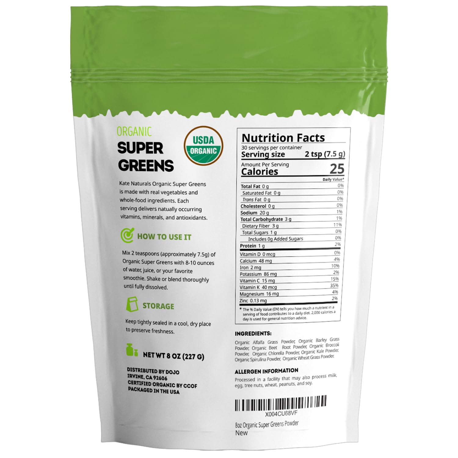 Uso diario con Kate Naturals Super Greens para incorporar vegetales.
