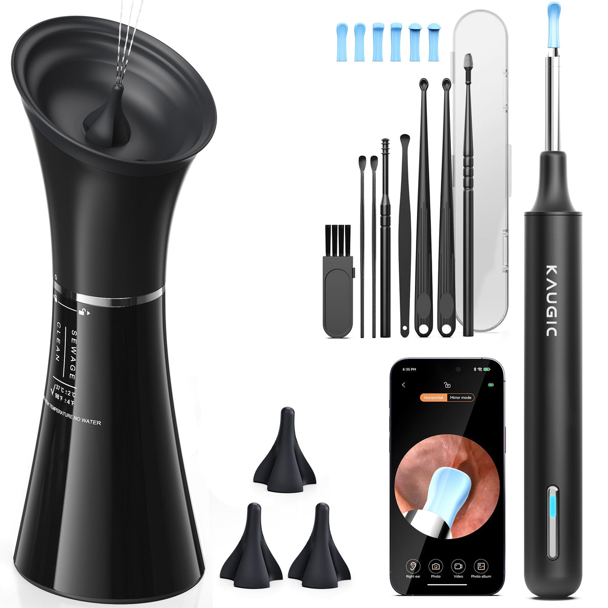 KAUGIC kit con cámara: inspección visual del canal auditivo para detectar cerumen.