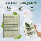 Kava Haven espíritu sin alcohol, lista para mezclar en un coctel cítrico.
