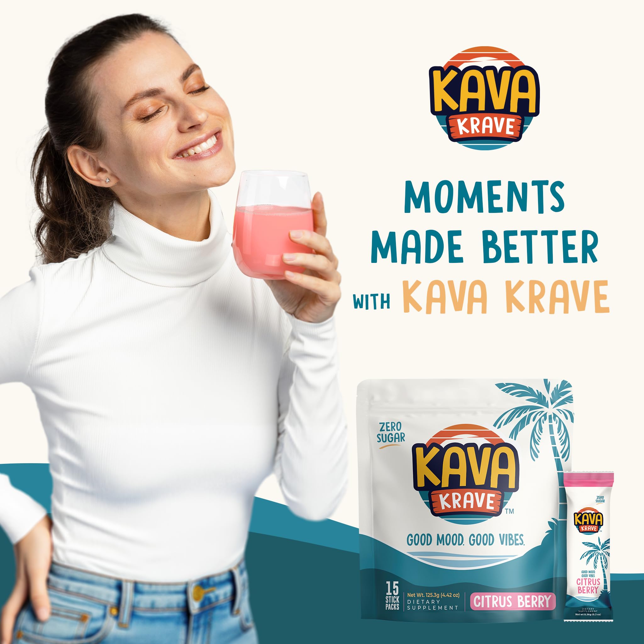 Kava Krave bebida para viajar y relajación.