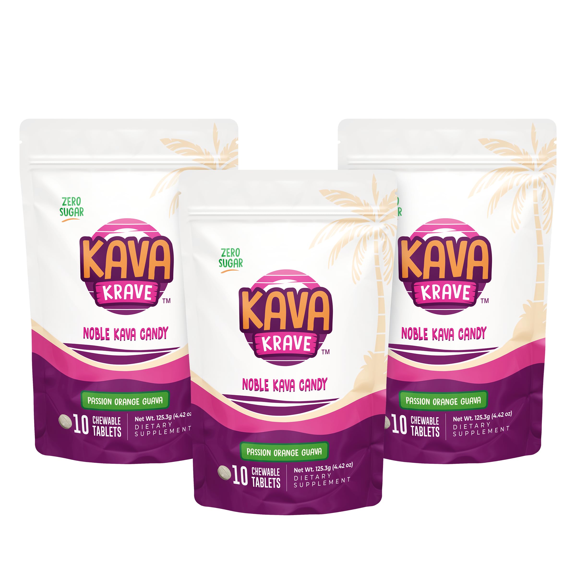 Kava Krave caramelo pasión naranja guayaba en empaque de viaje, 10 unidades por pieza.