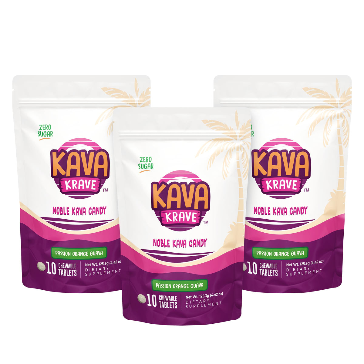 Kava Krave caramelo pasión naranja guayaba en empaque de viaje, 10 unidades por pieza.