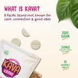 Kava Krave caramelo pasión naranja guayaba opción sin alcohol para relajación.