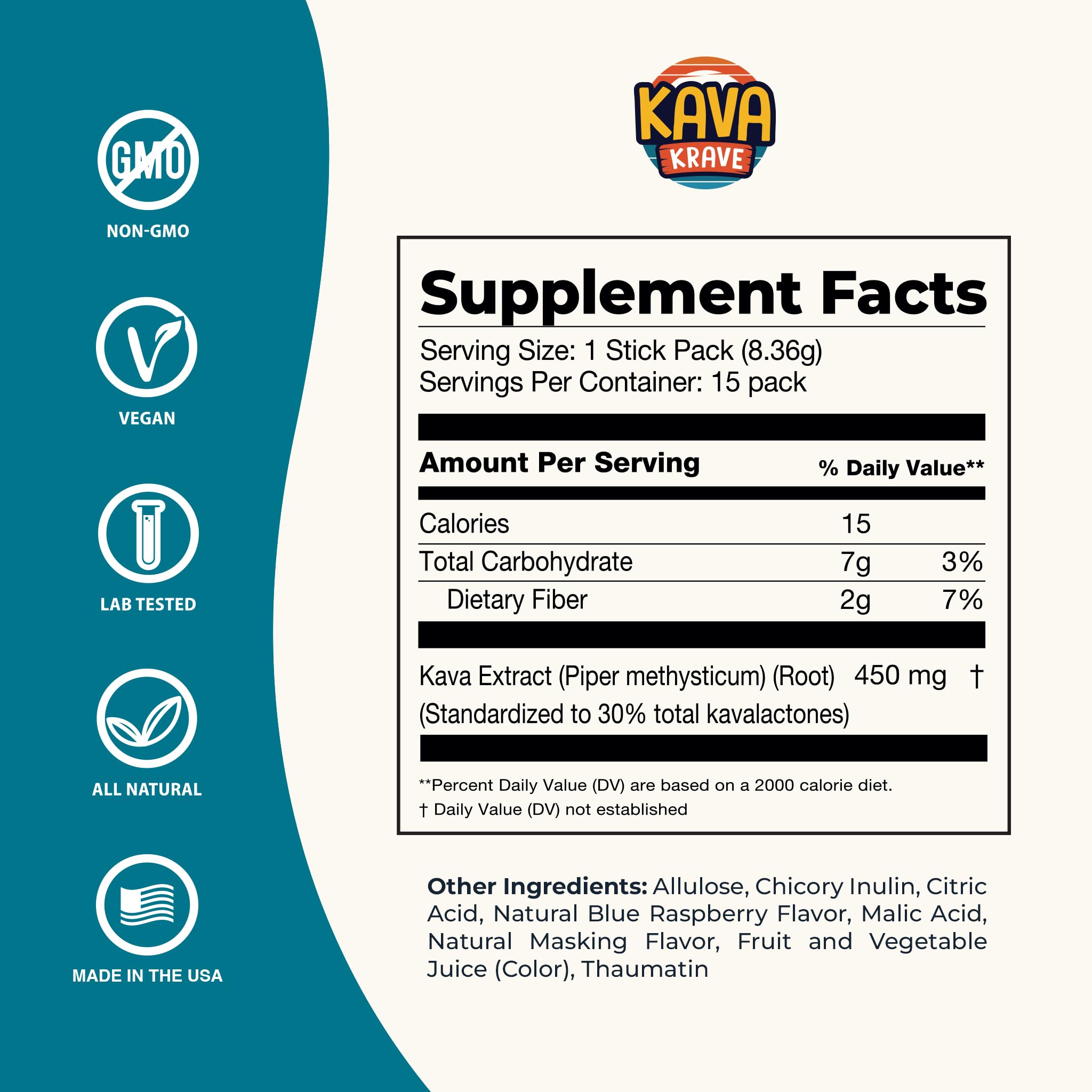 Kava Krave dispersión rápida en agua fría para beber sin alcohol.
