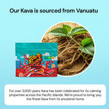 KAVA PUNCH etiqueta nutricional, solo 10 calorías por porción.