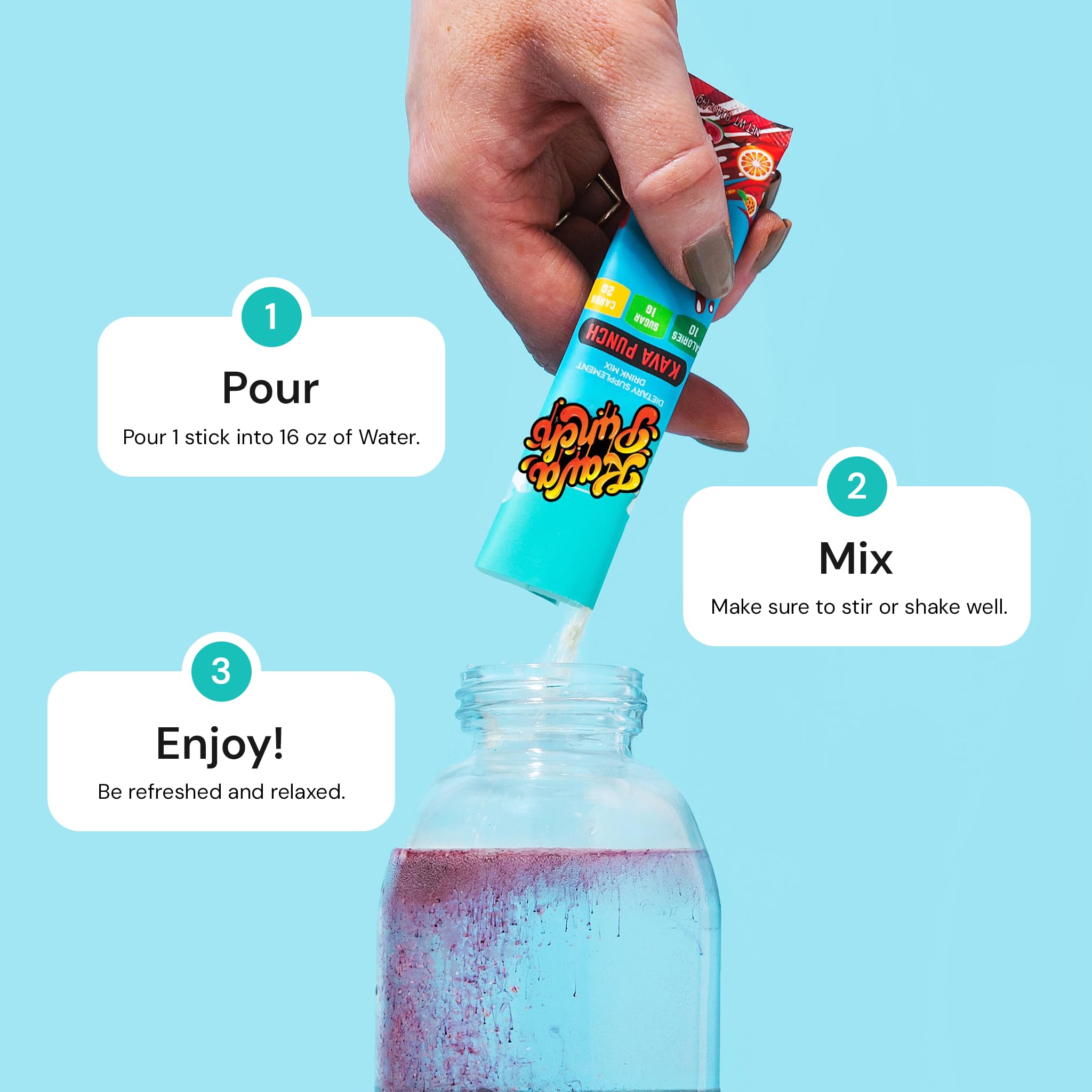 KAVA PUNCH ingredientes-limpios: mezcla limpia con kava de calidad para pausas breves.