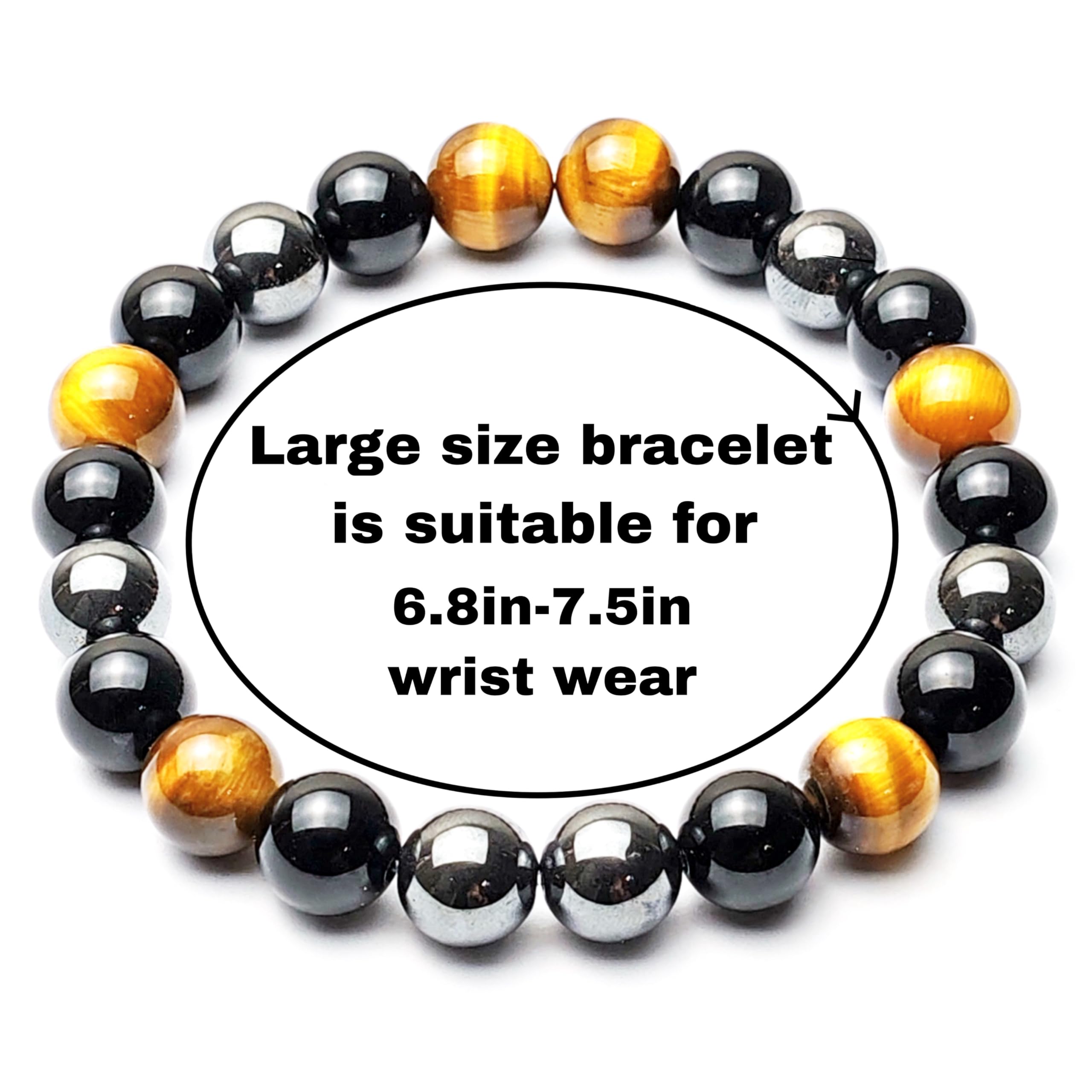 KAVAGOBO Pulsera protección triple, talla grande, ajuste cómodo para muñecas 6.7 a 7.5 pulgadas.