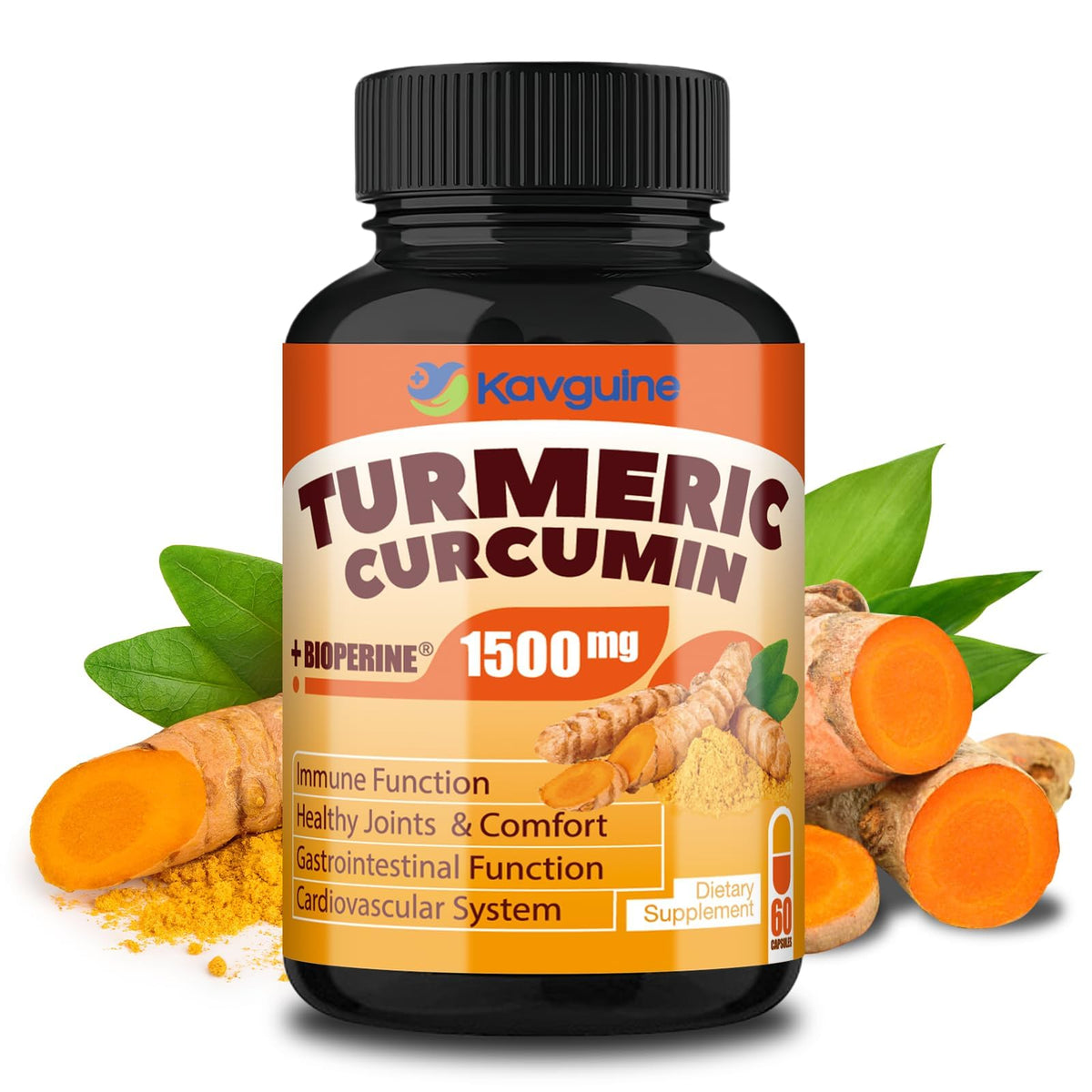 Kavguine Curcuma, cápsulas de alta potencia para soporte diario de las articulaciones.