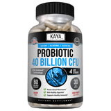 Kaya Naturals Probiotico 40milmillones CFU en cápsulas para equilibrio intestinal.