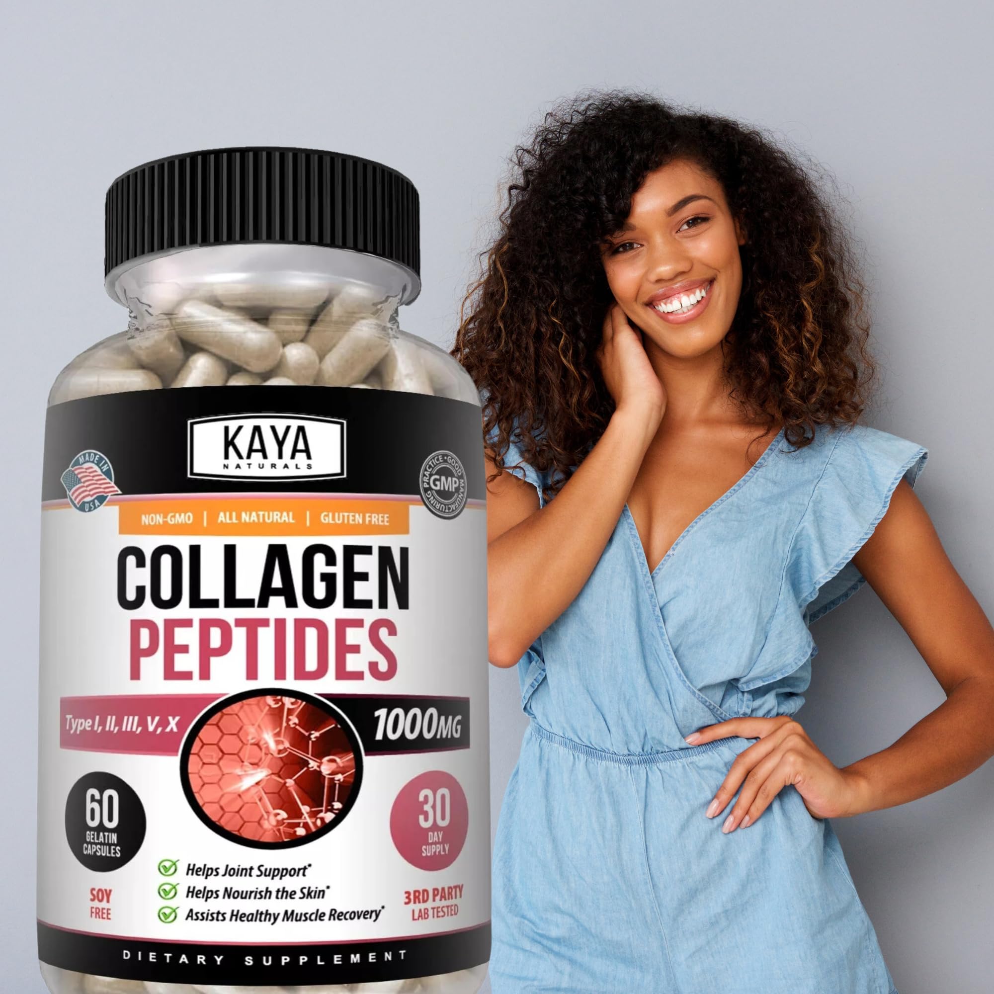 Kaya Naturals etiqueta clara y envase seguro.