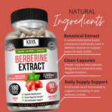 Kaya Naturals Berberina HCL, elaborado en EE. UU., control de calidad para confianza.