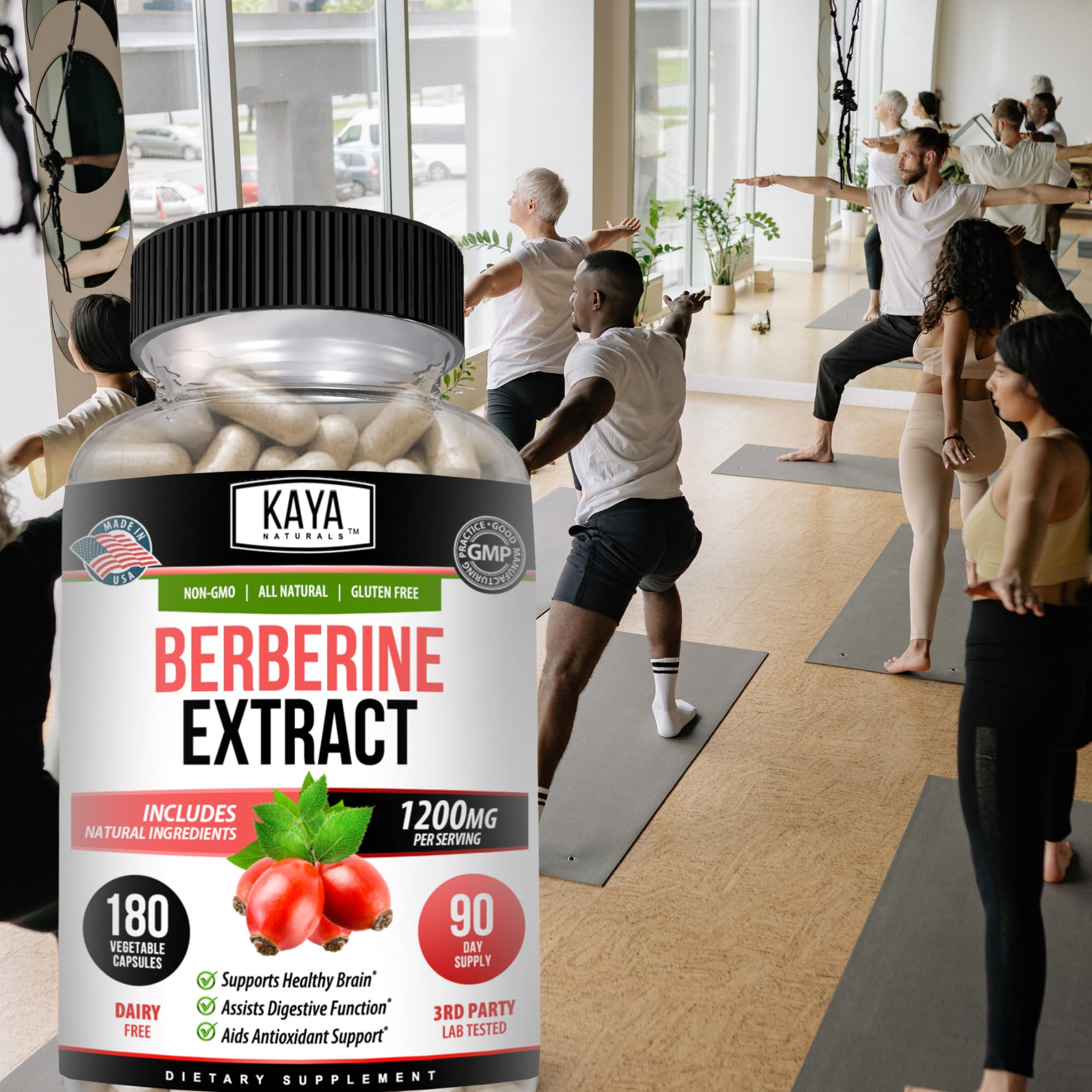Kaya Naturals Berberina HCL, tomar con agua, integración diaria sencilla.