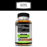 Kaya Naturals cápsulas MCT, primer plano, ingesta diaria fácil.