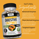 Kaya Naturals Digestive Enzymes frasco con cápsulas, diseño limpio