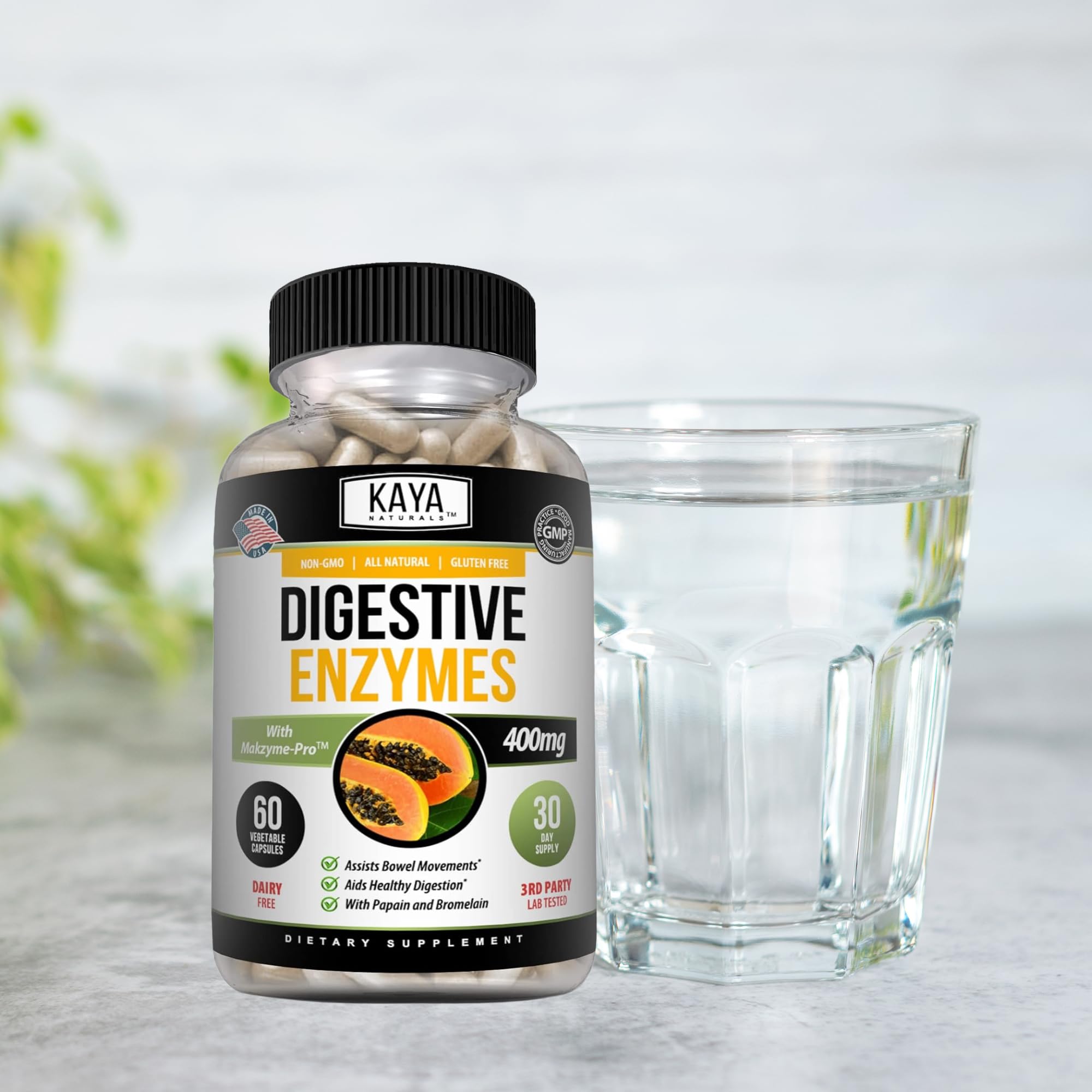 Kaya Naturals Digestive Enzymes uso diario, fácil de incorporar en la rutina