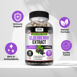 Kaya Naturals Elderberry, cápsulas de 1200 mg para dosis diaria.