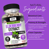 Kaya Naturals Elderberry, cápsulas en frasco para conveniencia.