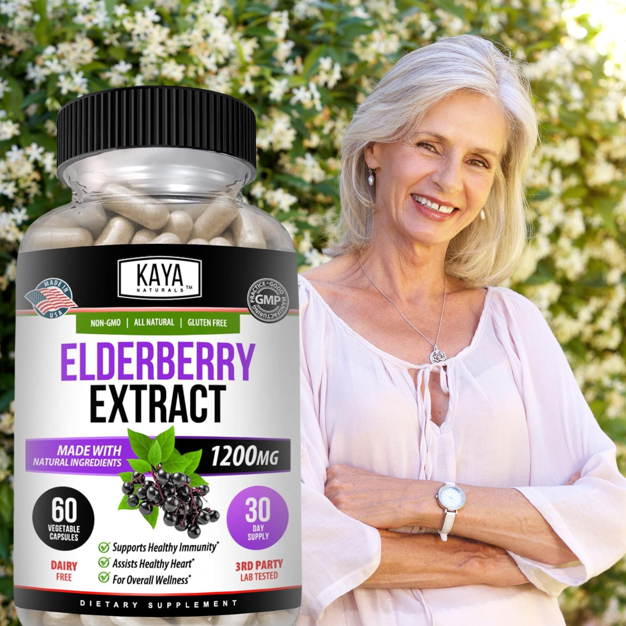 Kaya Naturals Elderberry, uso diario para rutina de bienestar.