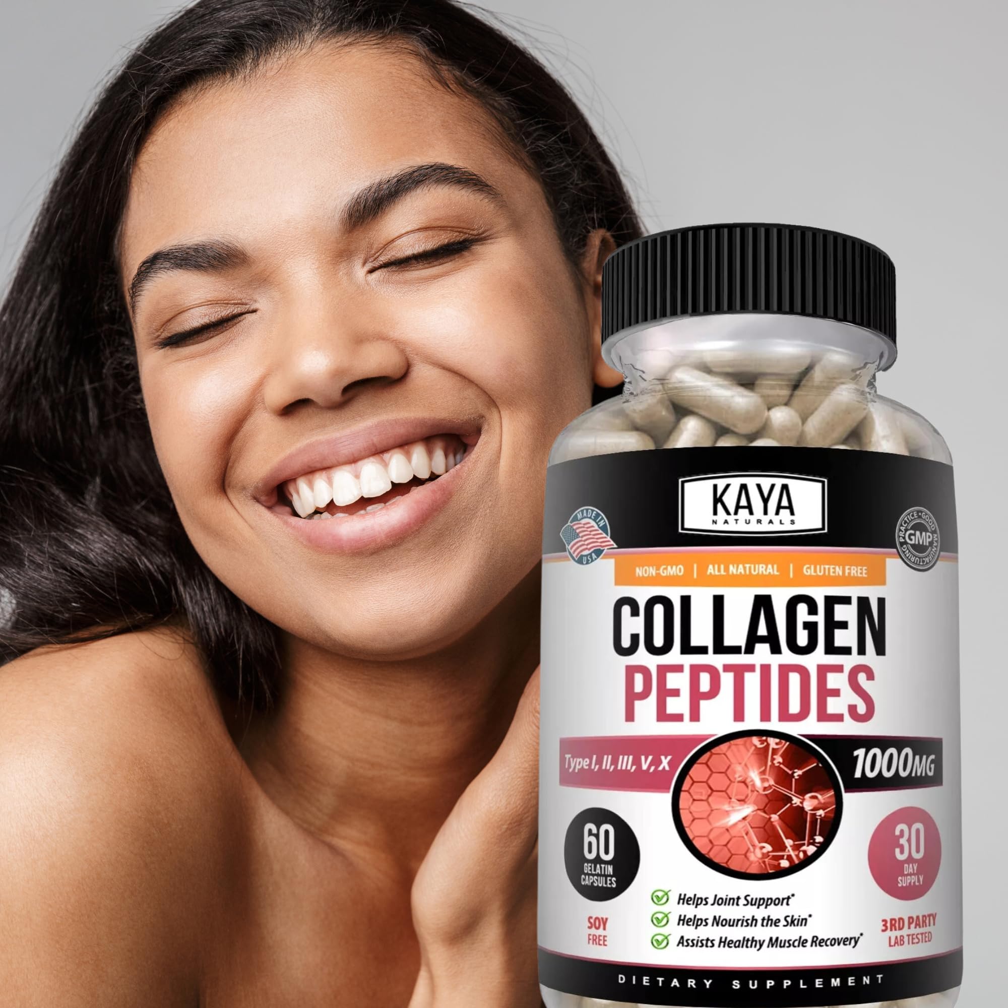 Kaya Naturals envase de 60 capsulas para estilo de vida activo.
