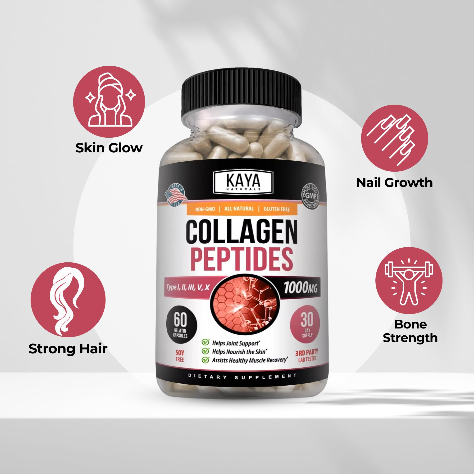 Kaya Naturals capsulas faciles de tragar para la rutina diaria.