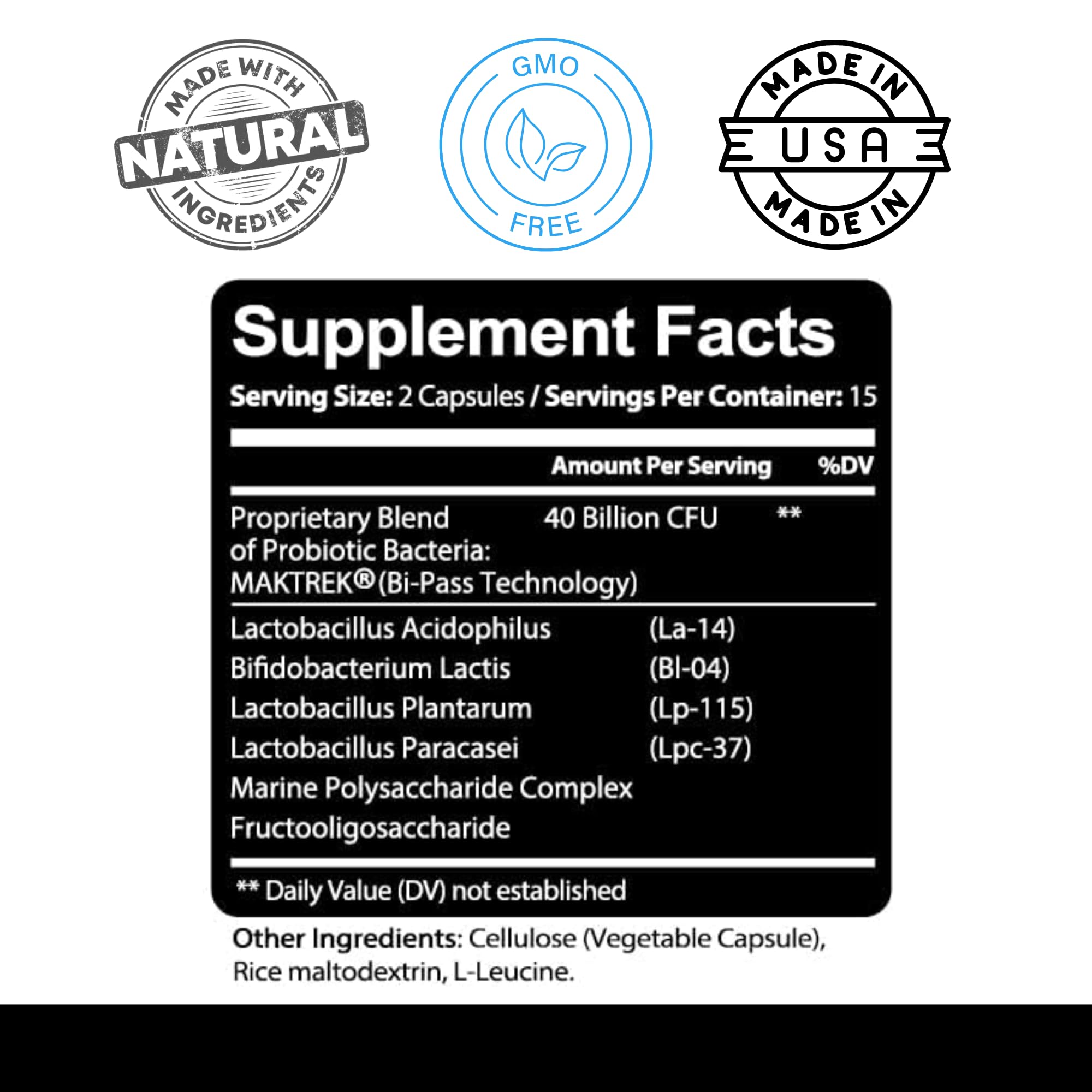 Kaya Naturals Probiotic 40B CFU cápsulas, mezcla de cepas para una digestión más estable