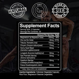 Kaya Naturals Ultra Testosterona, cápsulas veganas, energía sostenida para el día.