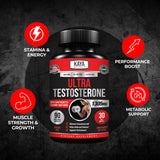 Kaya Naturals Ultra Testosterona, toma diaria, apoyo a la vitalidad en el gimnasio.