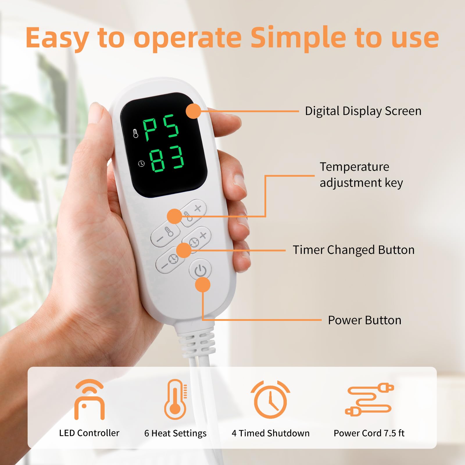 Kdti almohadilla de calor con seis niveles de temperatura para personalizar la experiencia.