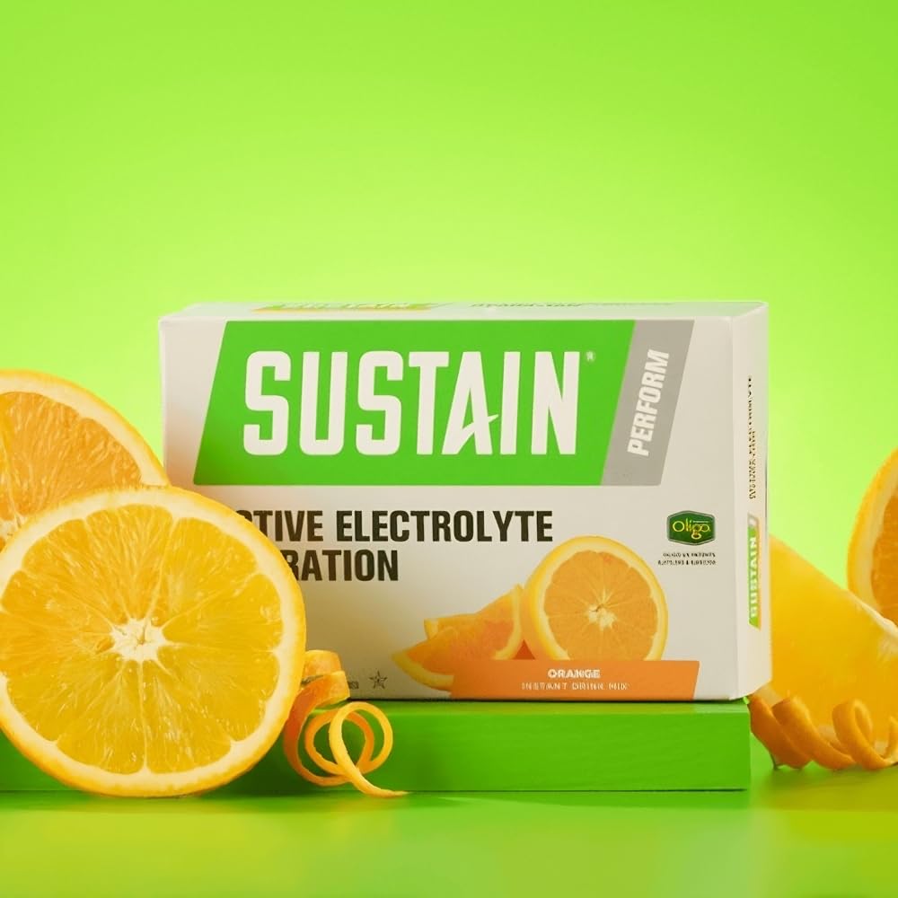 Kebiyu Sustain Sport, hidratación naranja, paquete 3: cuatro electrolitos para rendimiento sostenido