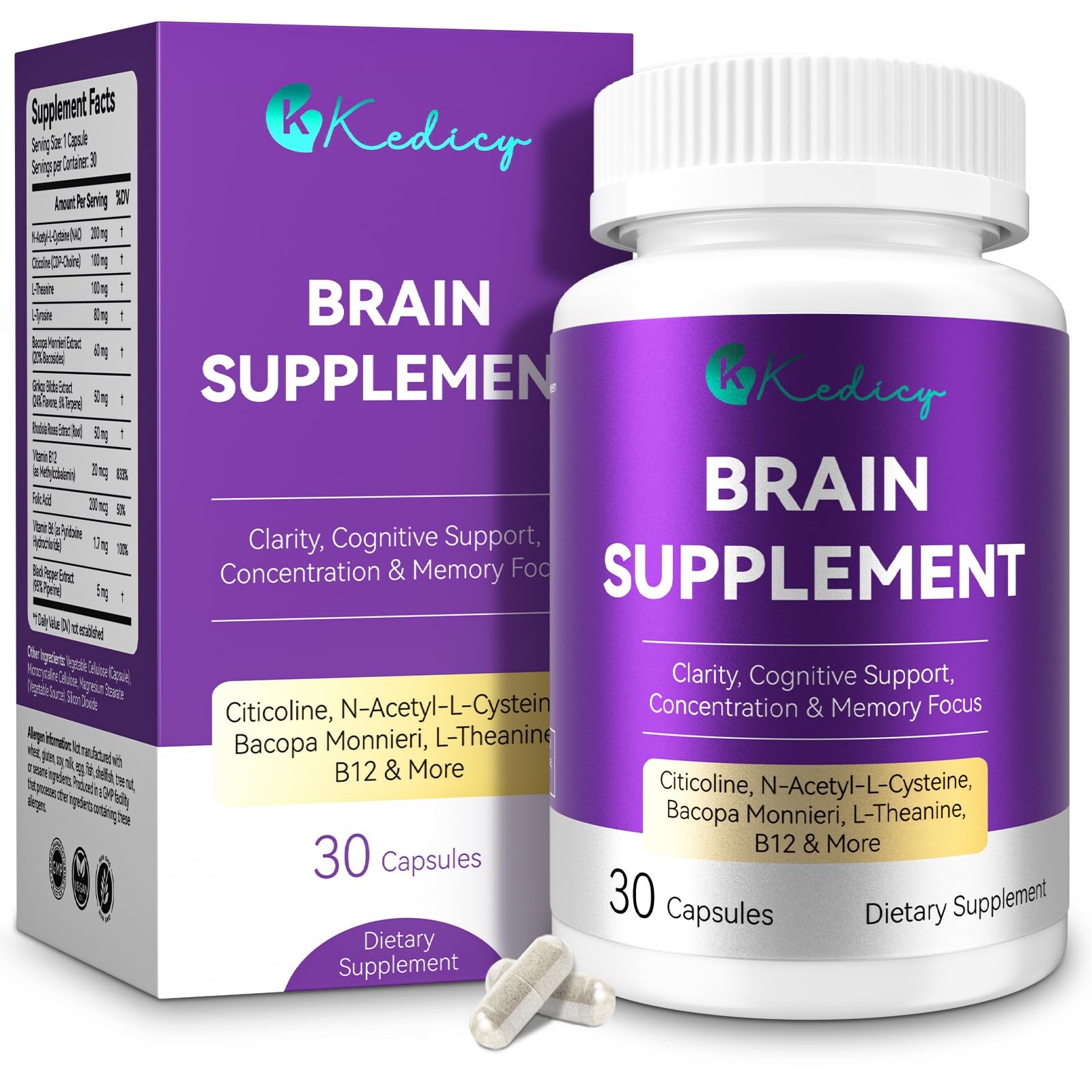 Kedicy: botella cerebro y concentracion para mayor claridad mental.