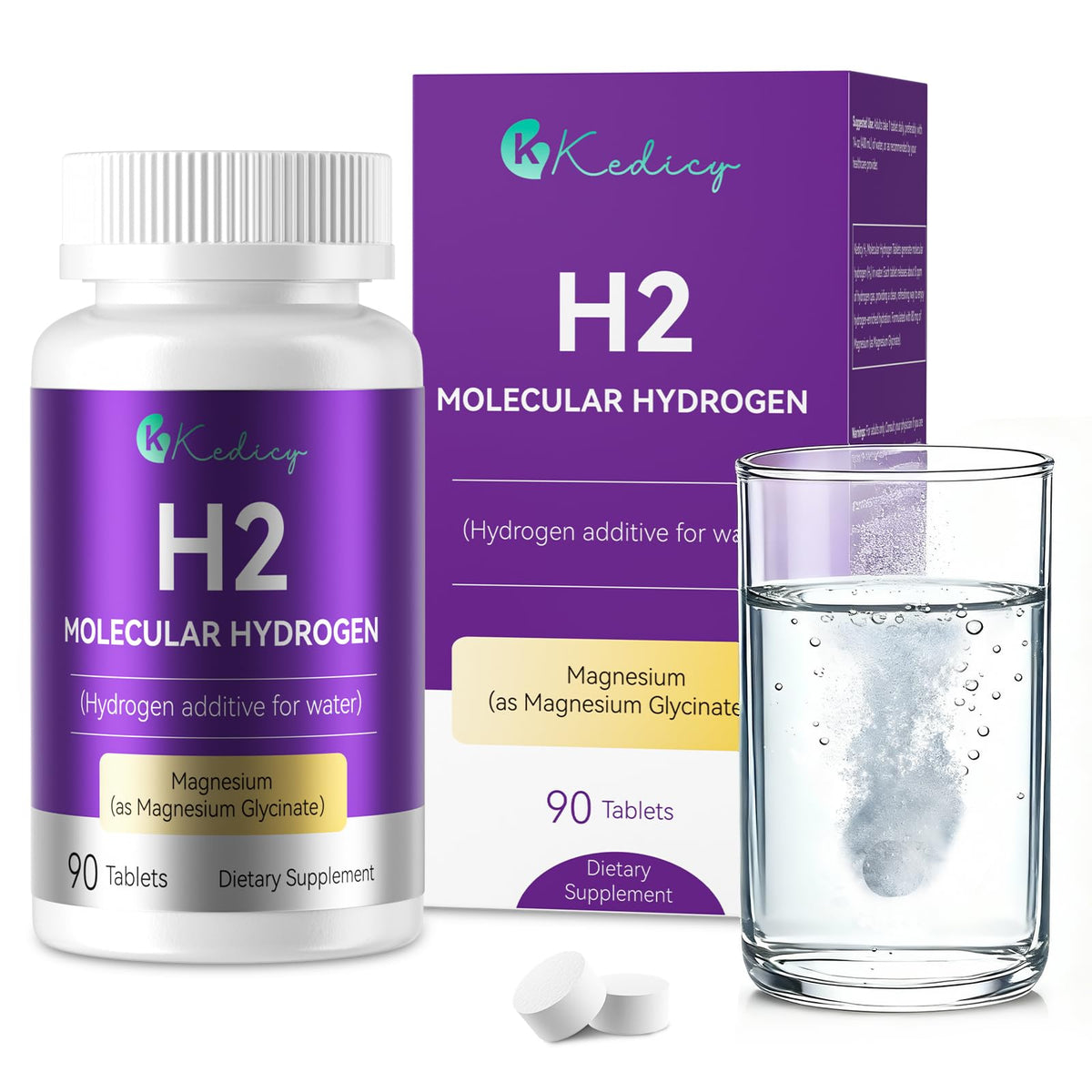 Kedicy tabletas-agua-hidrogenada 8ppm para uso diario, energía suave.