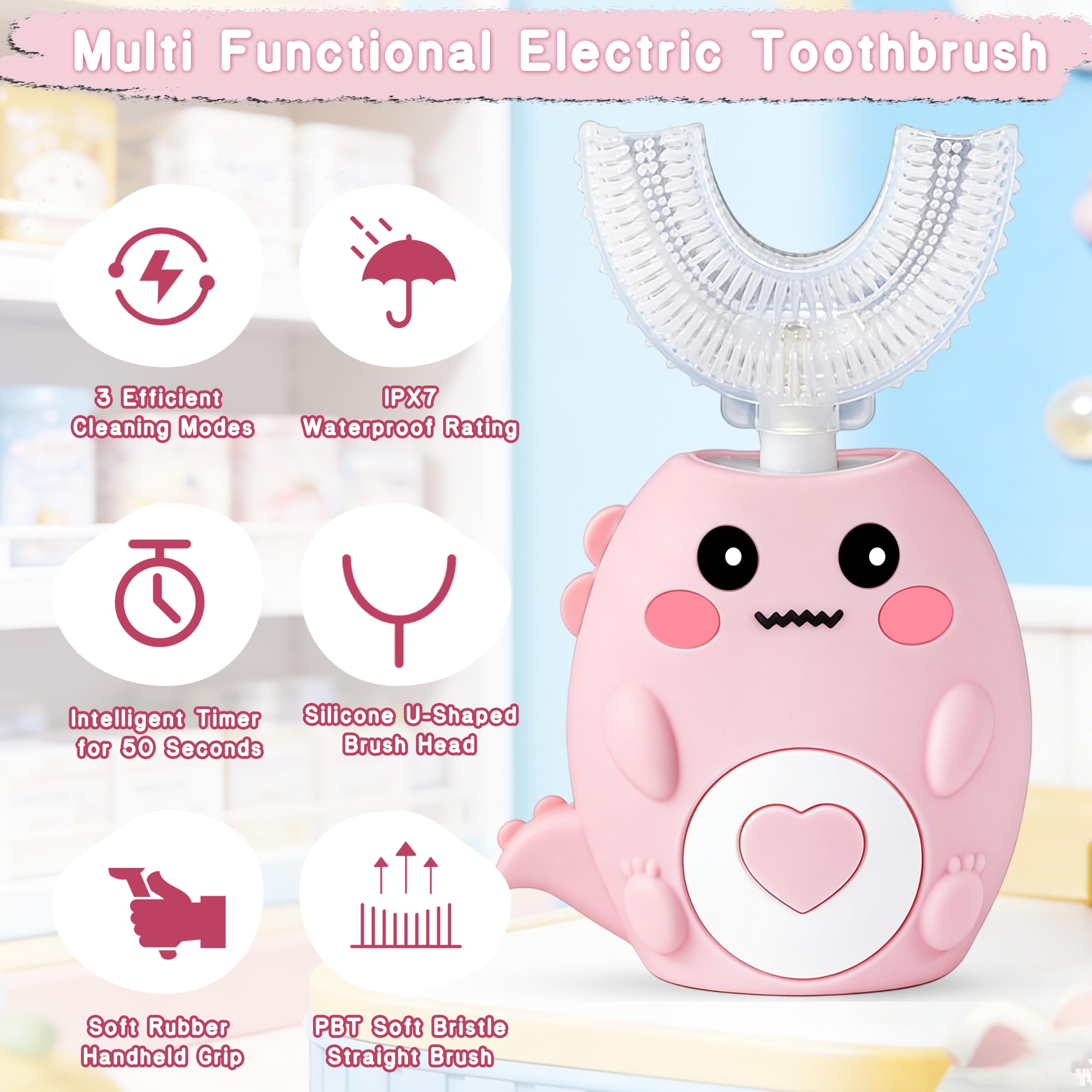 KEGOZ cepillo IPX7 resistente al agua para uso en baño.
