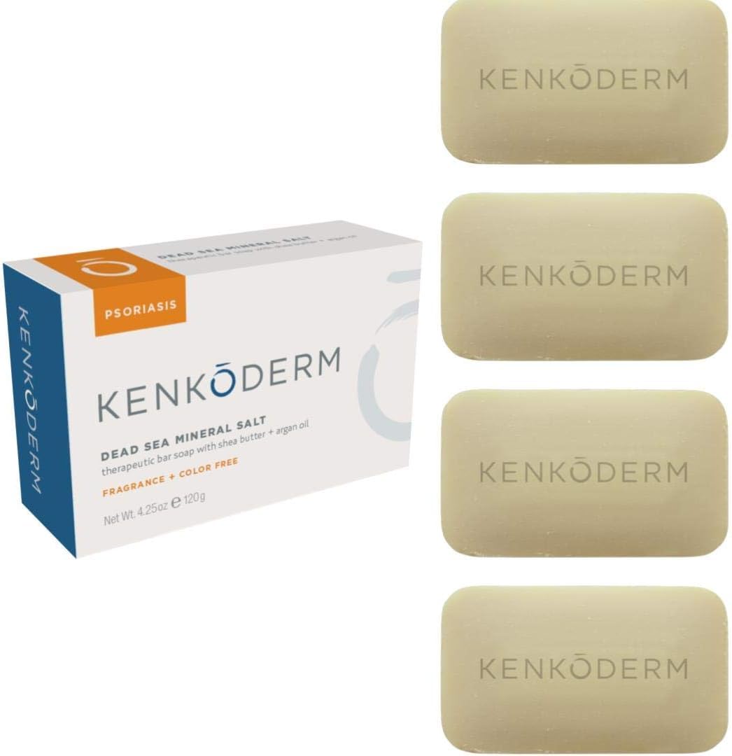 Kenkoderm: barra de sal mineral del Mar Muerto con argán para exfoliación suave.