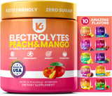 Keppi electrolitos polvo durazno-mango para hidratación suave sin azúcar.