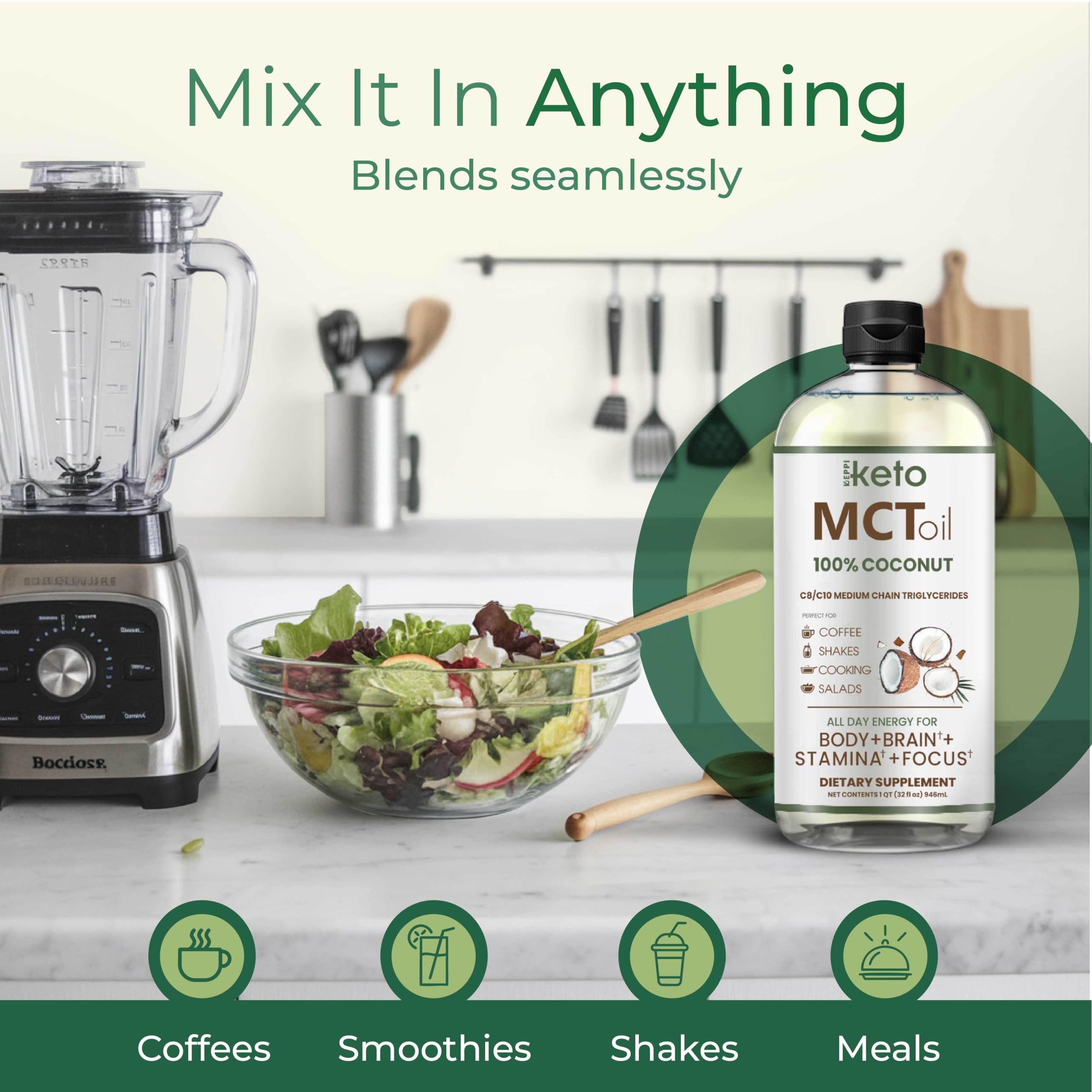 Keppi MCT Oil, batido proteico con C8 y C10