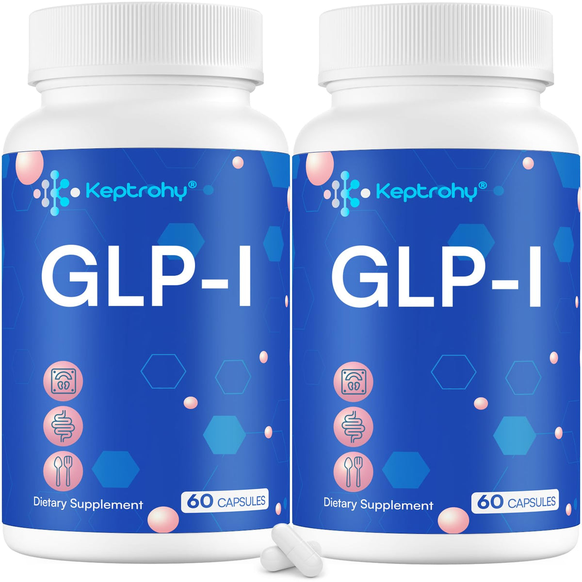 Keptrohy GLP-I: cápsulas en botella para apoyo digestivo diario.