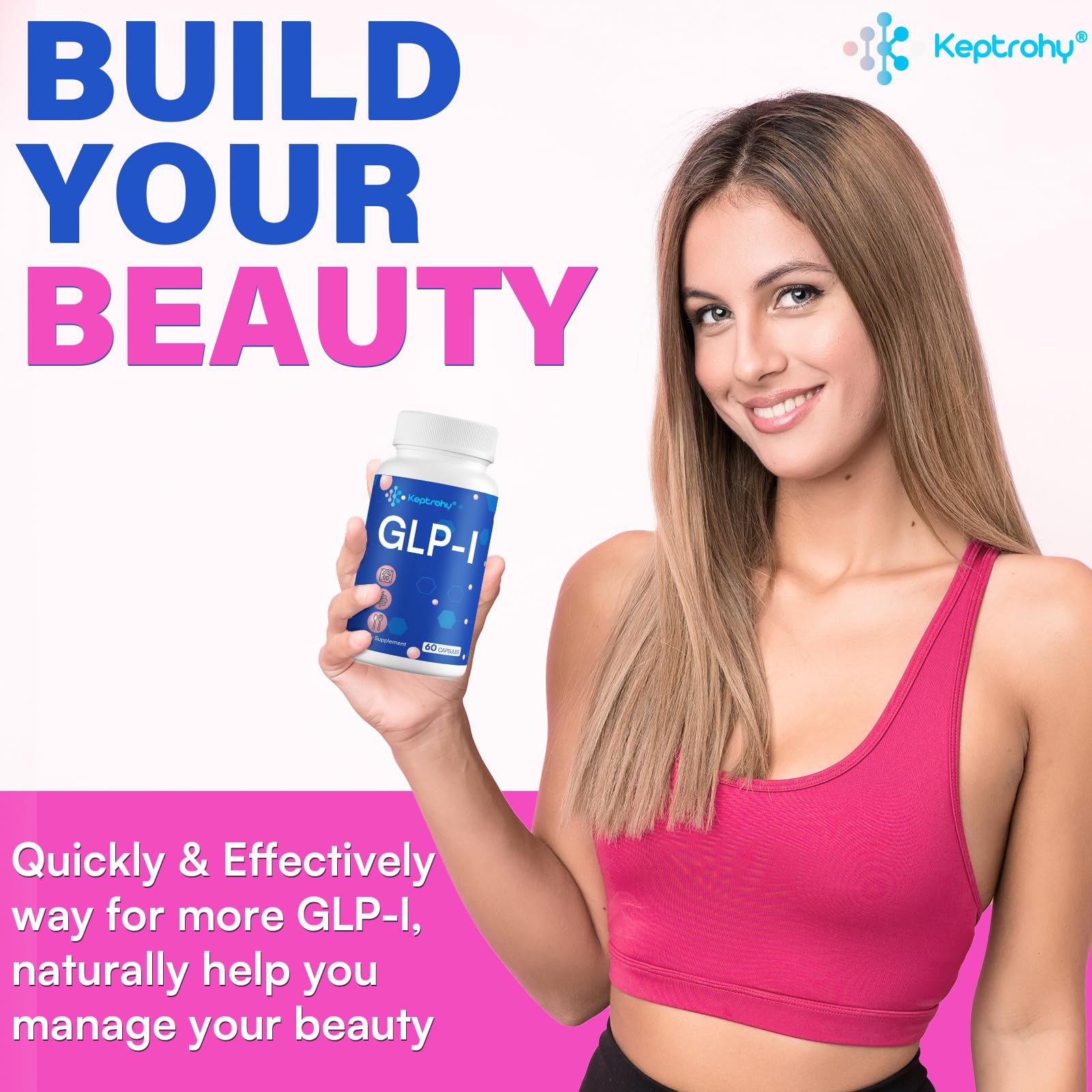 Keptrohy GLP-I: ingredientes sinbioticos para un soporte intestinal equilibrado.