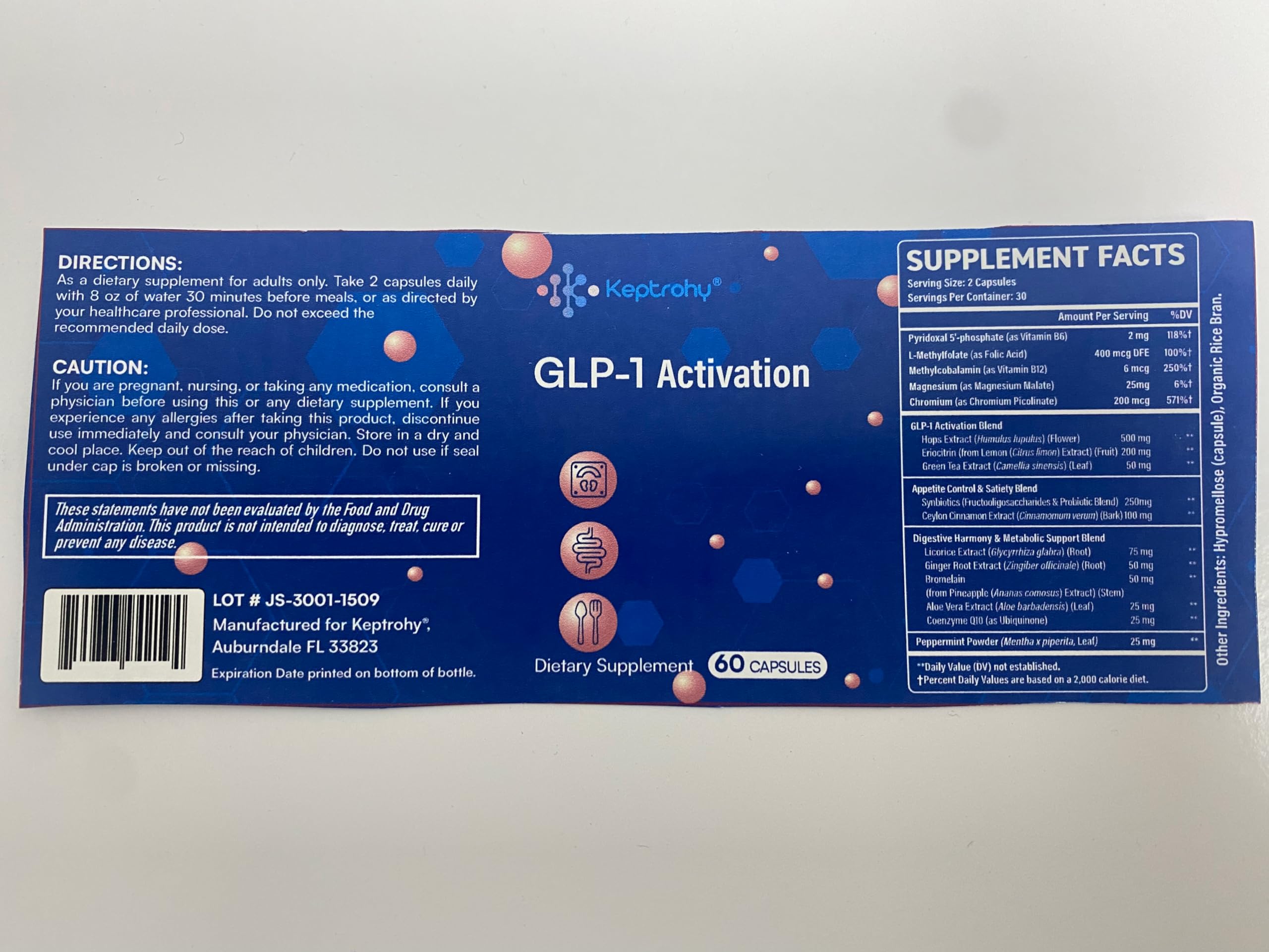 Keptrohy Activación GLP-1: cápsulas para apoyo diario de bienestar.