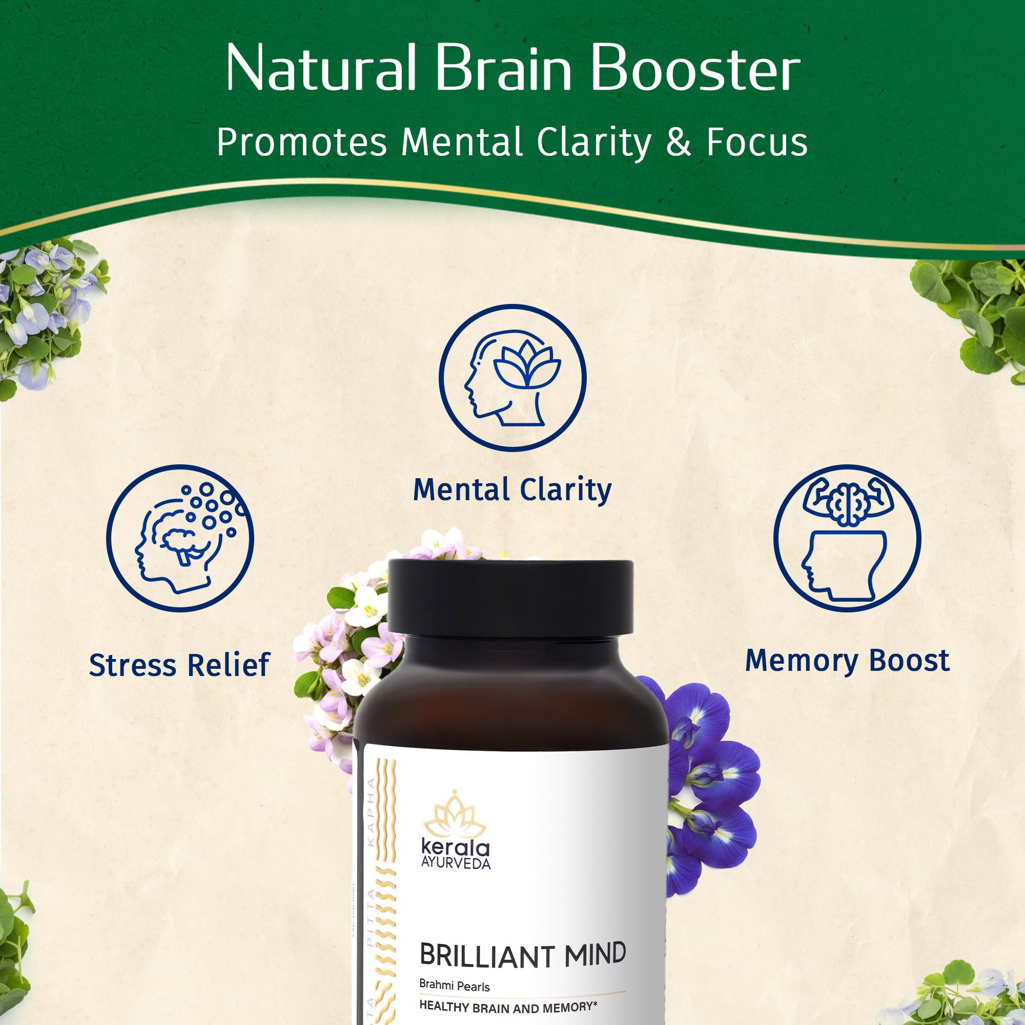 Kerala Ayurveda Brahmi Pearls: empaque compacto para llevar fácilmente.