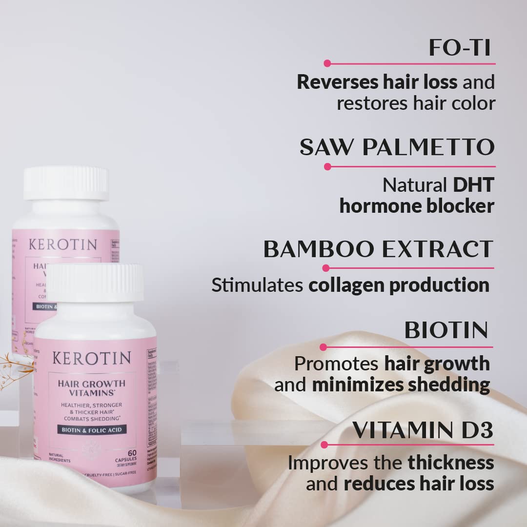 Kerotin, suplemento DHT, bloqueo suave para la salud capilar.