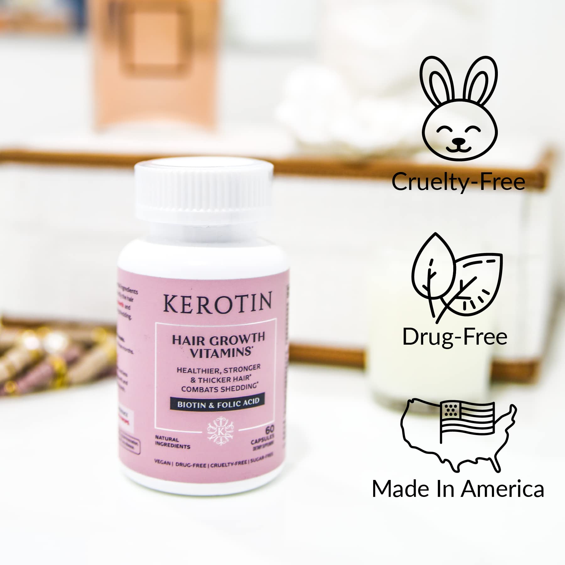 Kerotin, cápsulas con colágeno para uñas y piel saludables.