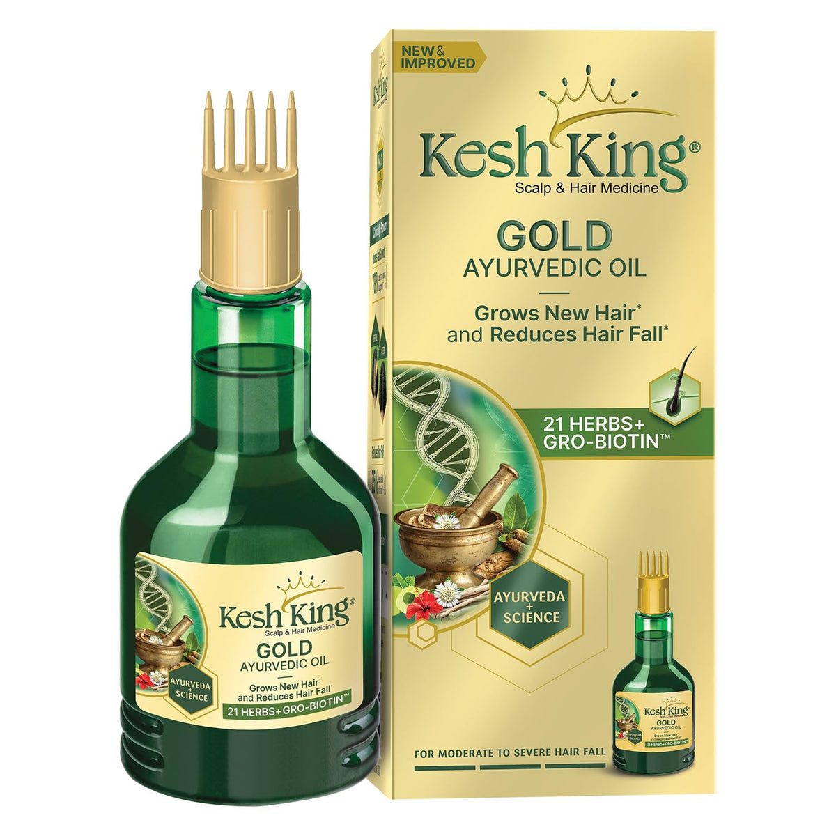 Kesh King Aceite Bhringraj: frasco con aplicador para favorecer el crecimiento capilar.